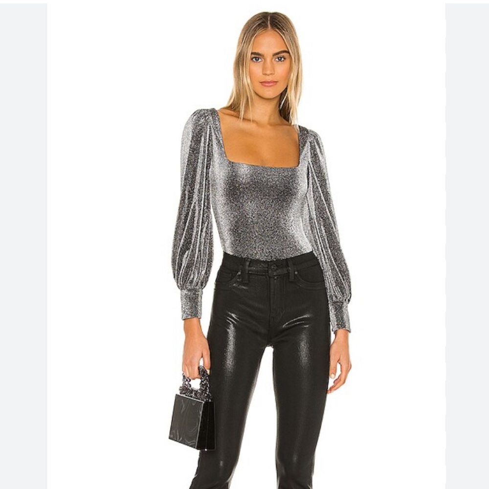Lovers + Friends Black Shimmer Bodysuit